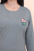 Velure Trendy Cupcake Print Full Sleeves Pajama Set