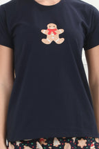 Velure Classic Gingerbread Shorts Set - Velure - - Cotton Lycra Fabric, Printed, Round neck, Shorts