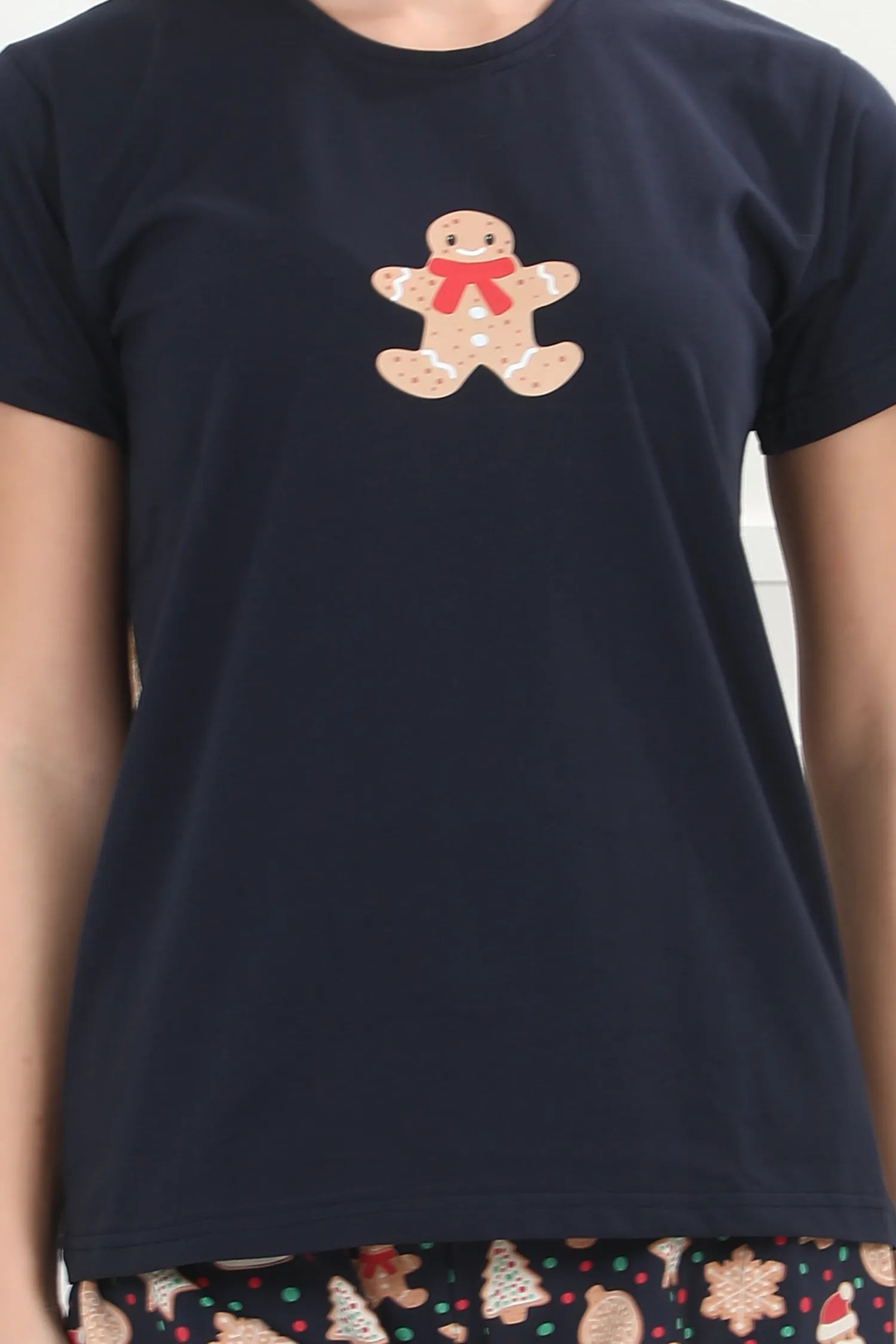 Velure Classic Gingerbread Shorts Set - Velure - - Cotton Lycra Fabric, Printed, Round neck, Shorts