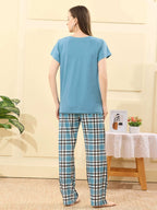 Velure Luxurious Printed Pajama Set - Velure - - Cotton Lycra Fabric, Full Length Pant, Half Sleeves, Round neck nightsuit