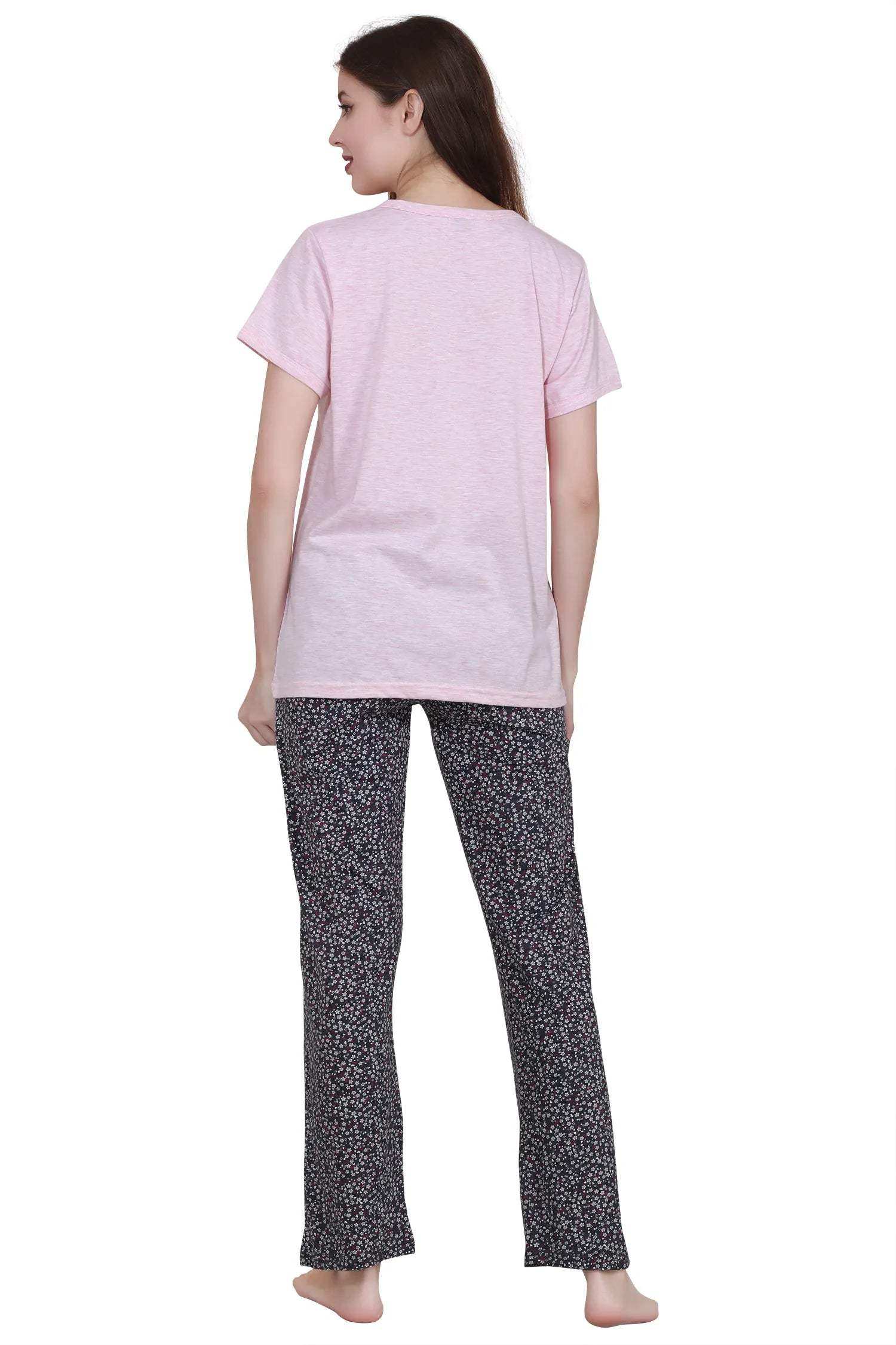 Velure Cozy Floral Print Pajama Set - Velure - - Cotton, Floral Print, Full Length Pant, Half Sleeves, Round neck