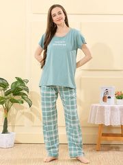 Velure Textured Graphic Print Pajama Set