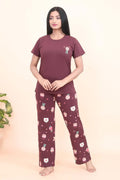 Velure Candy Print Pajama Set - Velure - - Cotton Lycra Fabric, Full Length Pant, Half Sleeves, Round neck nightsuit