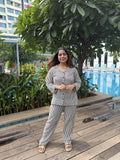 Velure Midnight Bow & Stripe Night Suit