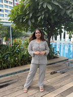 Velure Midnight Bow & Stripe Night Suit