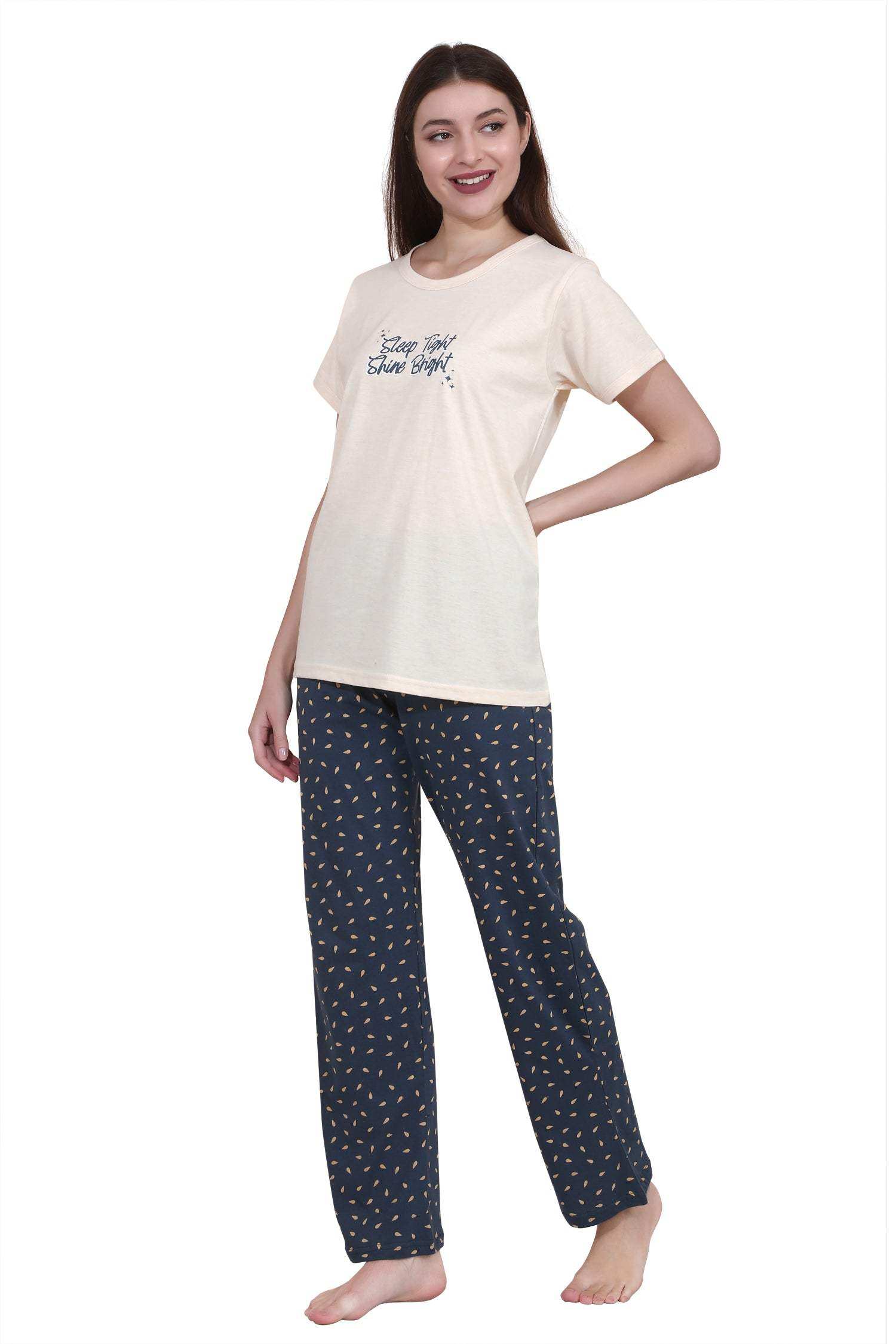 Velure Relaxed Pajama Set - Velure - - Cotton, Half Sleeves, Printed, Round neck nightsuit
