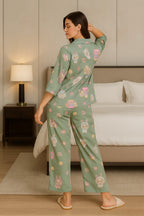 Velure Labubu Green Satin Night Suit