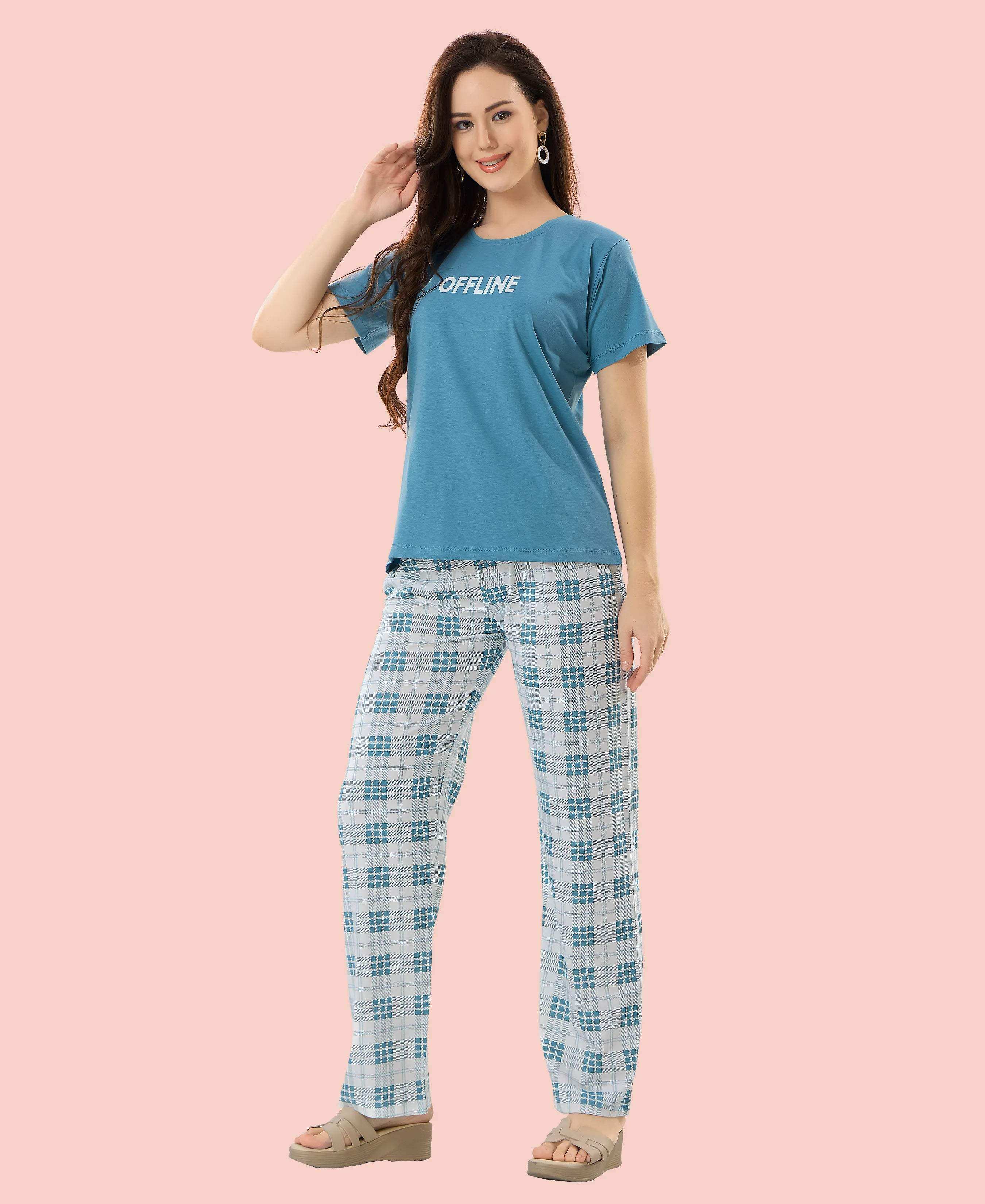 Velure Adorable Pajama Set - Velure - - Cotton Lycra Fabric, Full Length Pant, Round neck