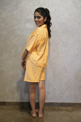 Velure Classic Oversized Orange Shorts Set - Velure - - Collar Neck, Half Sleeves, Oversized fit, Shorts