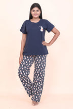 Velure Snowman Print Pajama Set - Velure - - Cotton Lycra Fabric, Full Length Pant, Half Sleeves, Round neck nightsuit