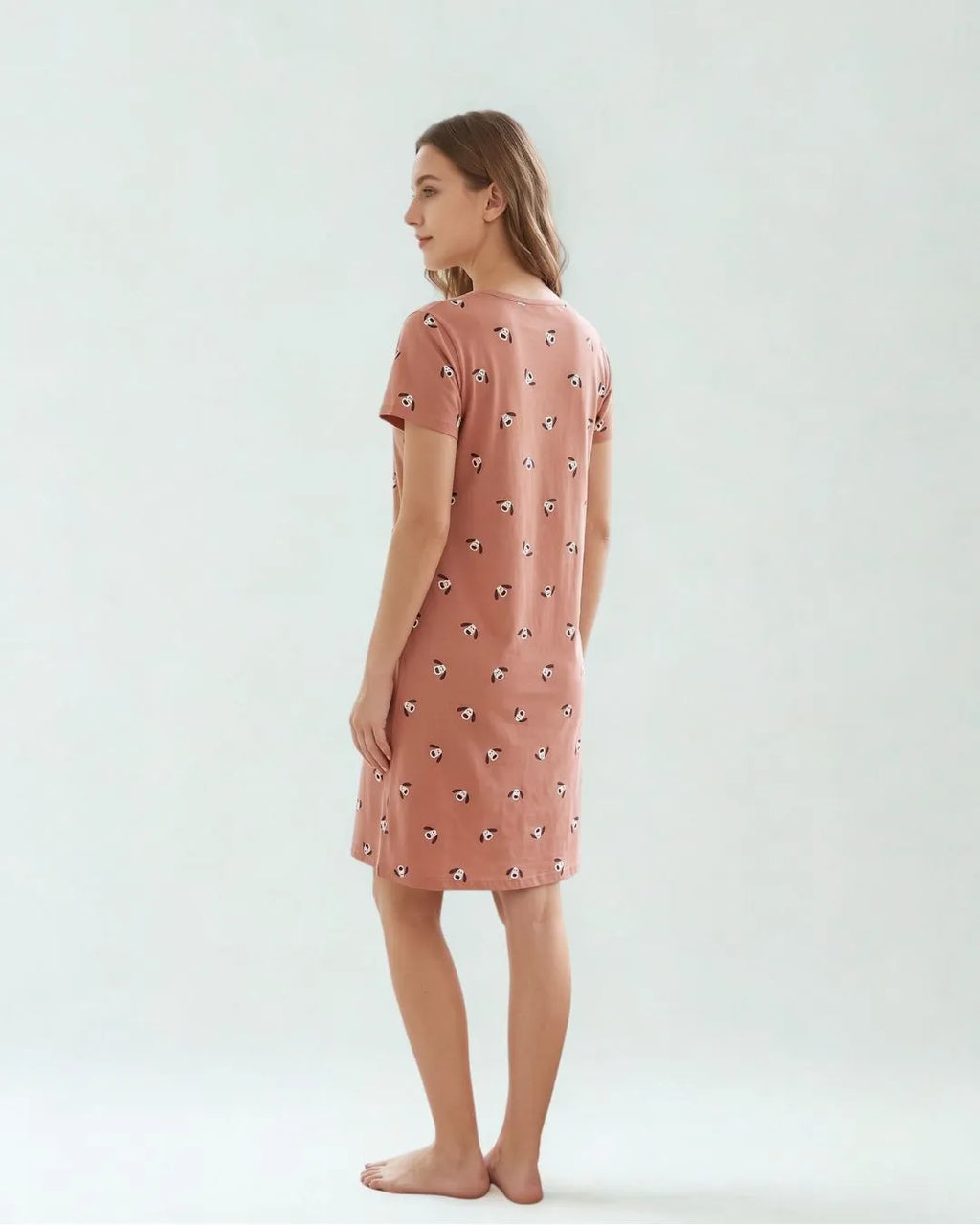 Velure Lazy Cute Puppy Print Short Nighty