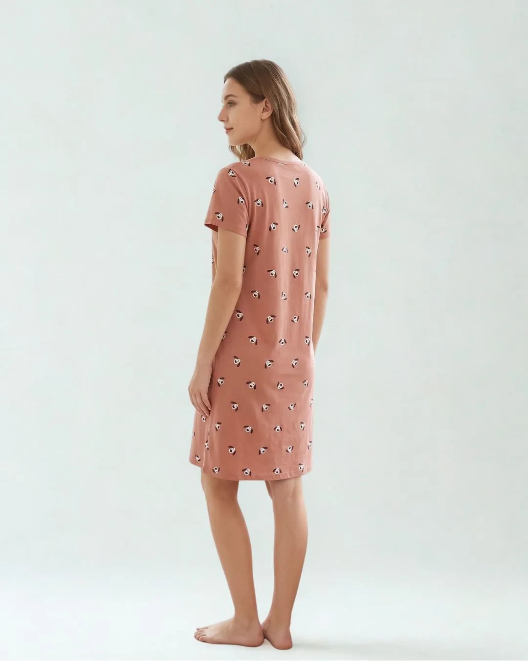 Velure Lazy Cute Puppy Print Short Nighty