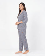 Velure Midnight Bow & Stripe Night Suit