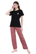 Velure Stunning Floral Print Pajama Set - Velure - - Floral Print, Full Length Pant, Half Sleeves, Hosiery Cotton, Round neck nightsuit