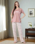 Velure Graceful Printed Pajama Set - Velure - - Cotton Lycra Fabric, Full Length Pant, Half Sleeves, Round neck