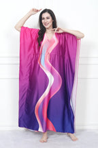 Velure Abstract Radiant Kaftan - Velure - - Center Drawstring, Full Length Nighty, Satin