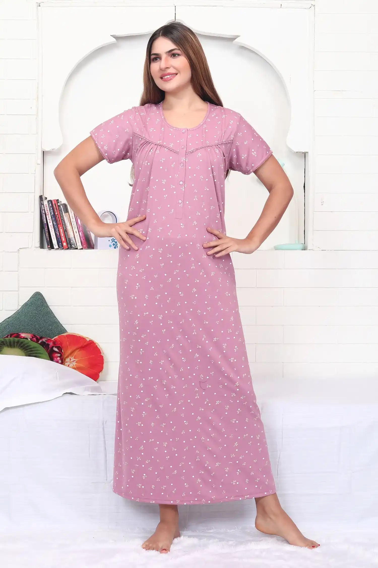 Velure Trendy Floral Print Hosiery Nighty