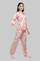 Velure Soothing Floral Print Satin Night Suit - Velure, Shirt and Pant, Upgrade your sleepwear selection with the Velure Soothing Floral Print Satin Night Suit. Made from high-quality satin material, this night suit provides a luxurious and comforting feel against your skin. The polka dot pattern adds an attractive touch. It effortlessly blends style and coziness, earning a spot in your sleepwear lineup.