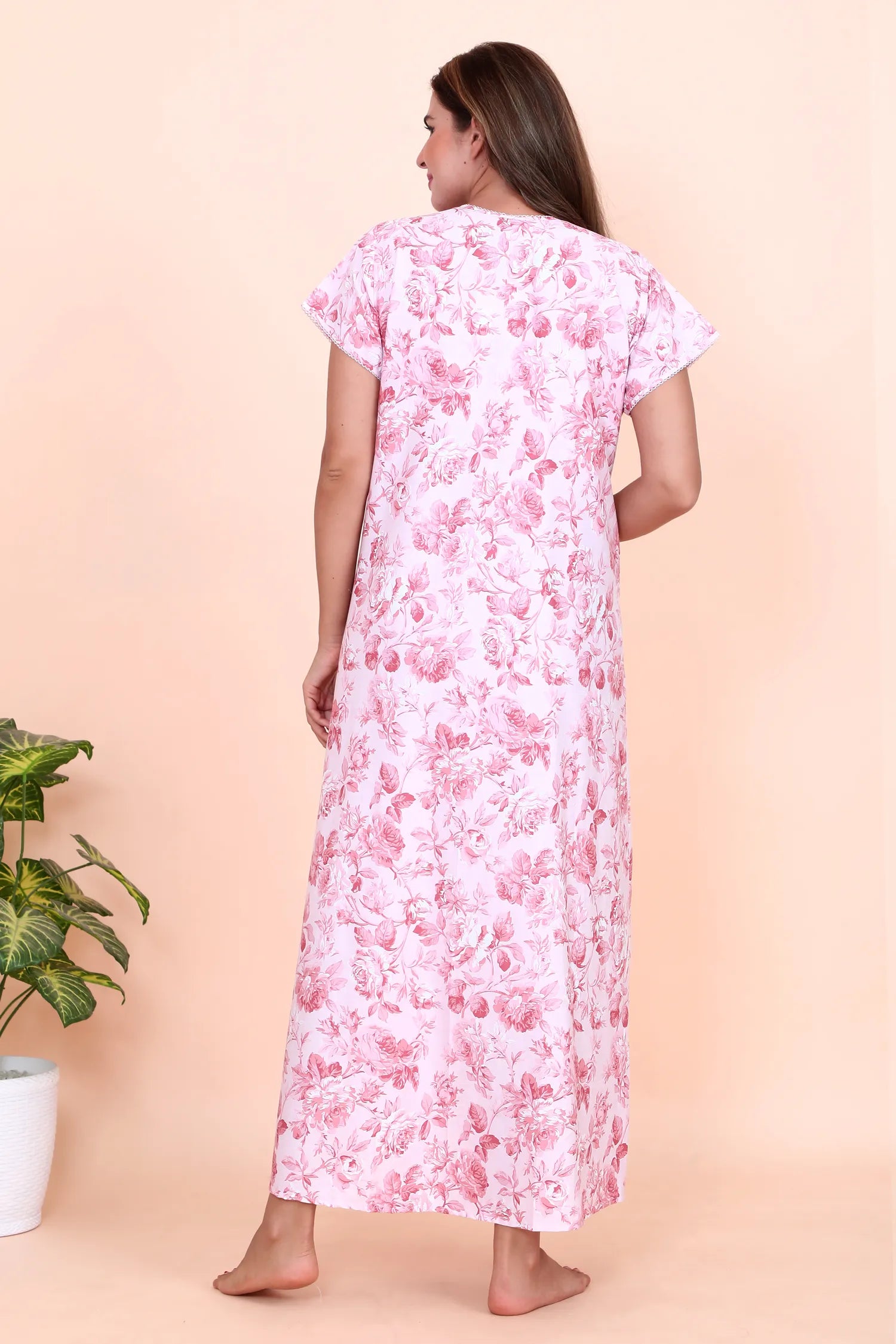 Velure Rose Print Cotton Nighty