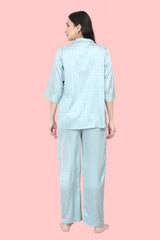 Velure Ethnic Satin Night Suit - Velure, , Enhance your sleepwear collection with the addition of the Velure Ethnic Satin Print Night Suit. Crafted from luxurious satin, this night suit provides a soothing and gentle feel against your skin. With its charming printed design, it perfectly combines style and comfort, making it a essential item in your sleepwear wardrobe.