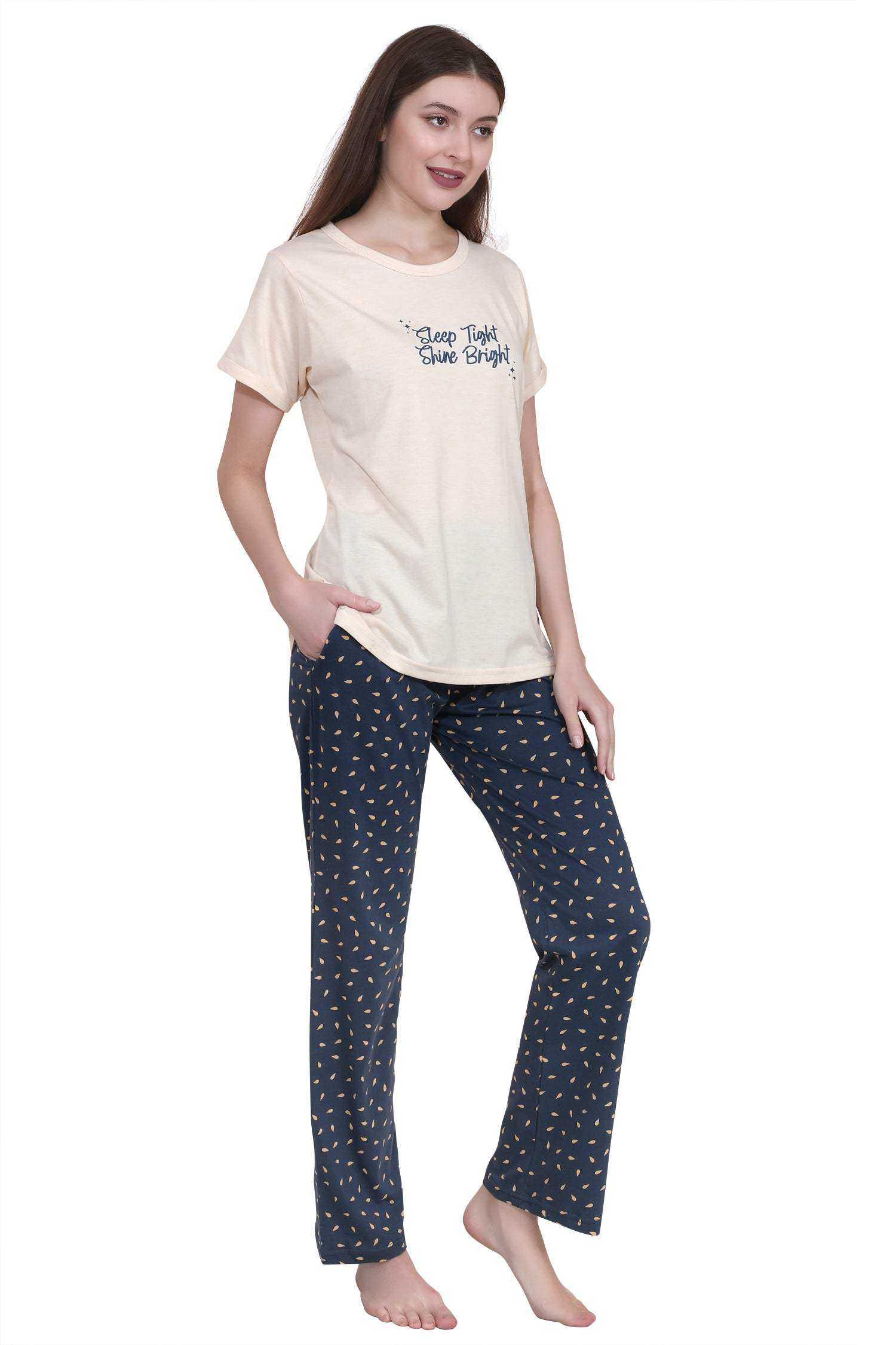 Velure Relaxed Pajama Set - Velure - - Cotton, Half Sleeves, Printed, Round neck nightsuit