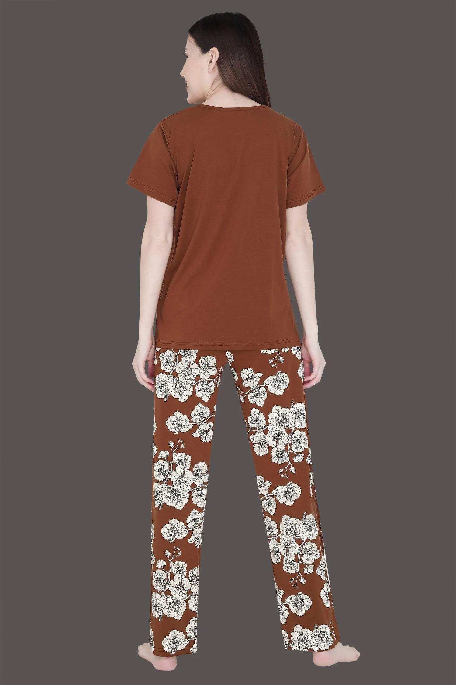 Velure Pleasing Floral Print Pajama Set - Velure - - Cotton, Floral Print, Full Length Pant, Half Sleeves, Round neck nightsuit
