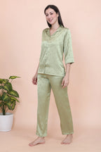 Velure Classic Cherry Print Satin Night Suit