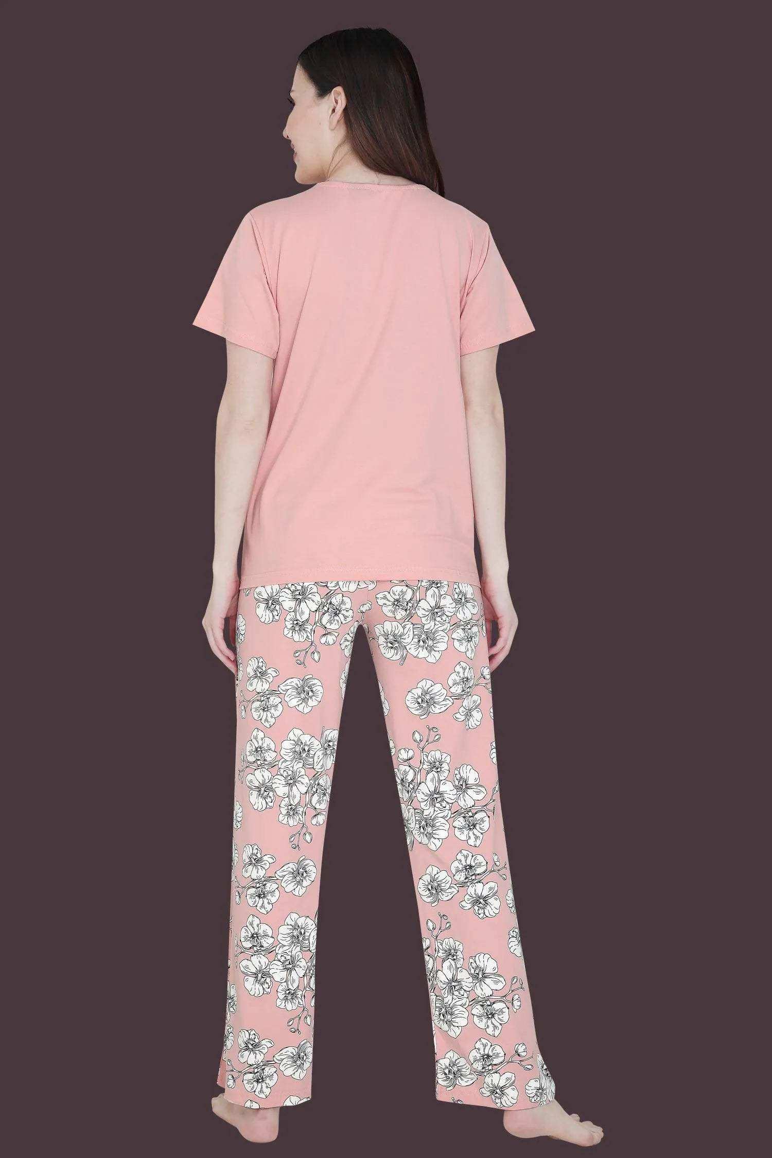 Velure Alluring Floral Print Pajama Set - Velure - - Cotton, Floral Print, Full Length Pant, Half Sleeves, Round neck nightsuit