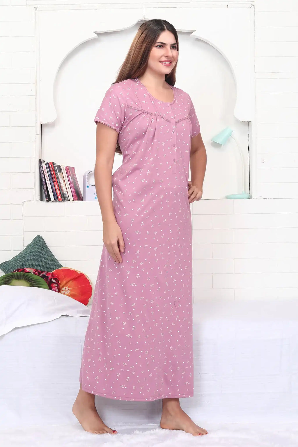 Velure Trendy Floral Print Hosiery Nighty