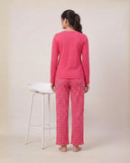 Velure Fuchsia Sunshine Full Sleeves Pajama Set