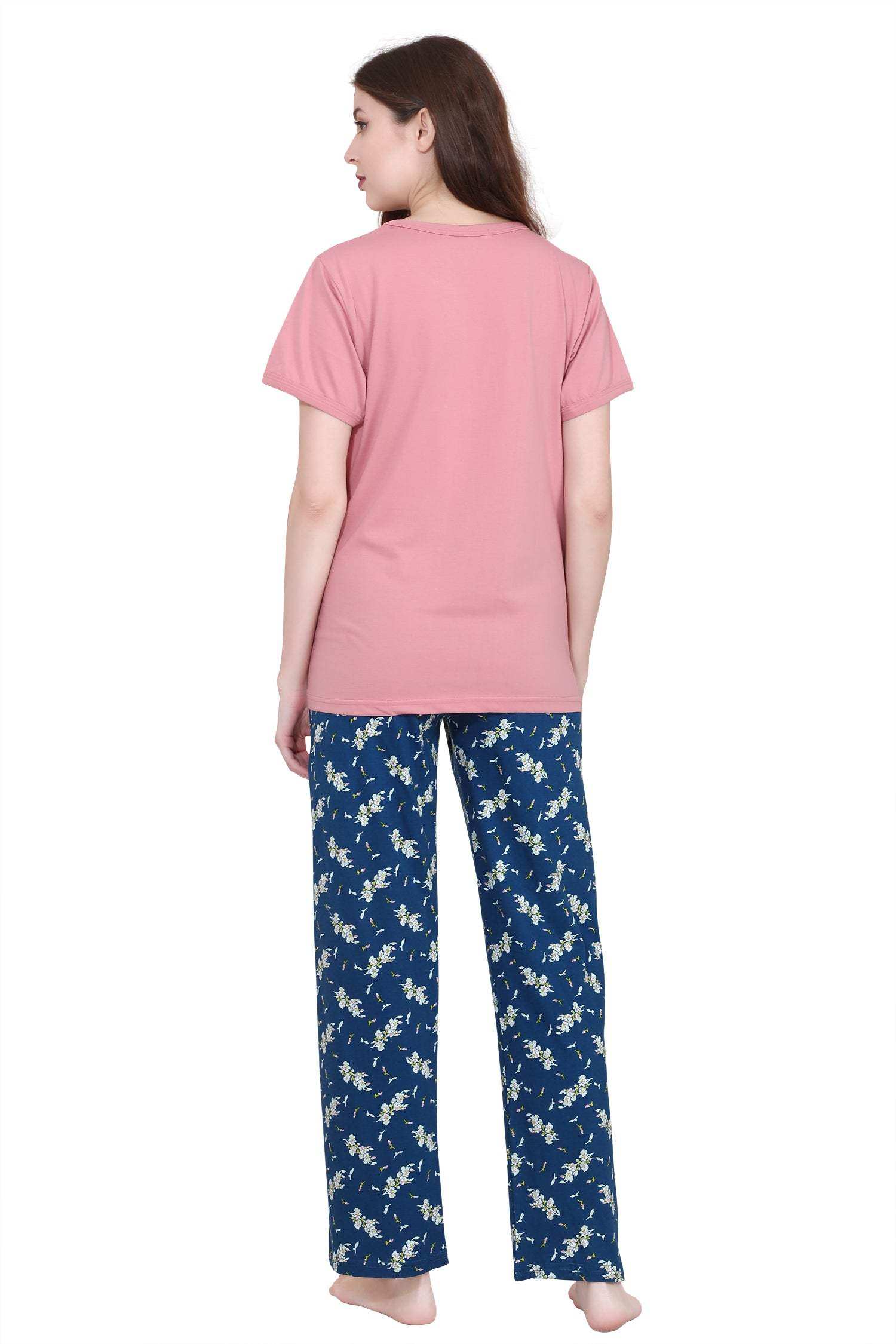 Velure Abstract All Over Floral Prints Pajama Set - Velure - - Floral Print, Full Length Pant, Half Sleeves, Hosiery Cotton, Round neck nightsuit
