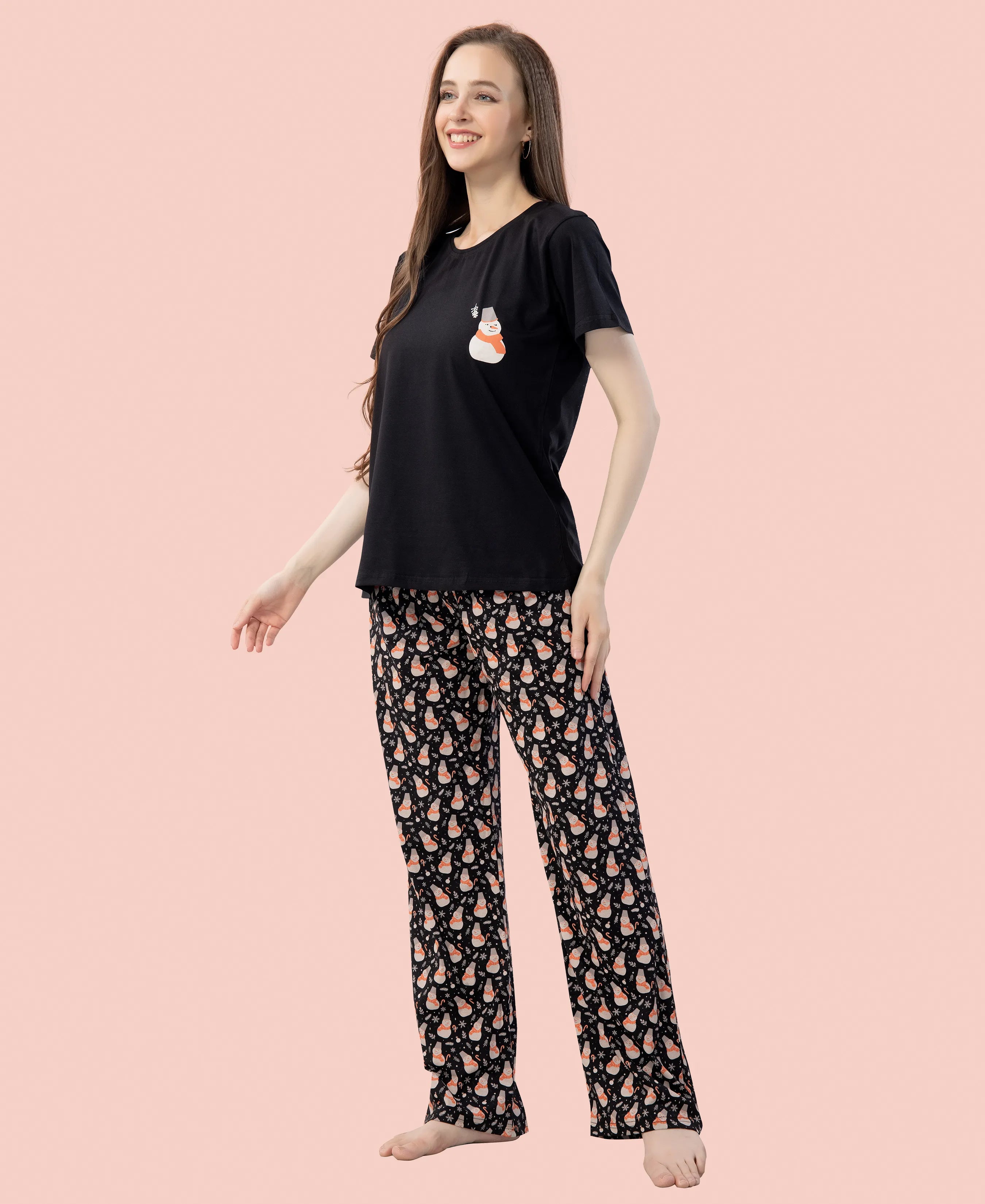 Velure Trendy Snowman Print Pajama Set