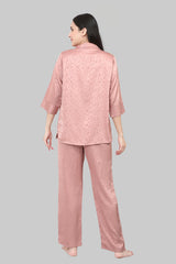 Velure Brown Floral Print Satin Night Suit - Velure, , Elevate your sleepwear collection with the Velure Brown Floral Print Satin Night Suit. This night suit is crafted from soft satin fabric, offering a gentle and comforting feel against the skin. The printed pattern adds an extra touch of charm. It is the perfect combination of style and comfort, making it an excellent addition to your sleepwear collection.