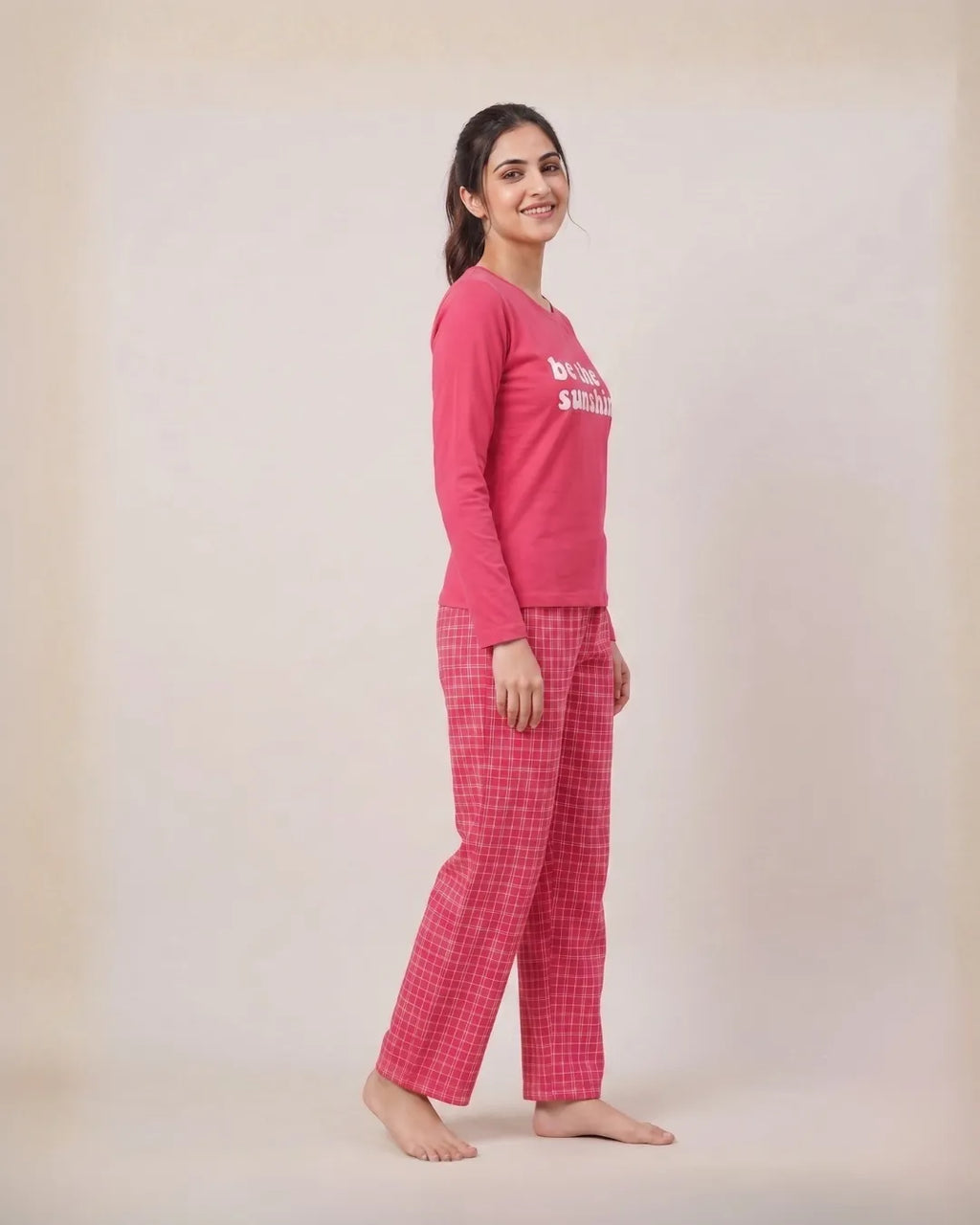 Velure Fuchsia Sunshine Full Sleeves Pajama Set