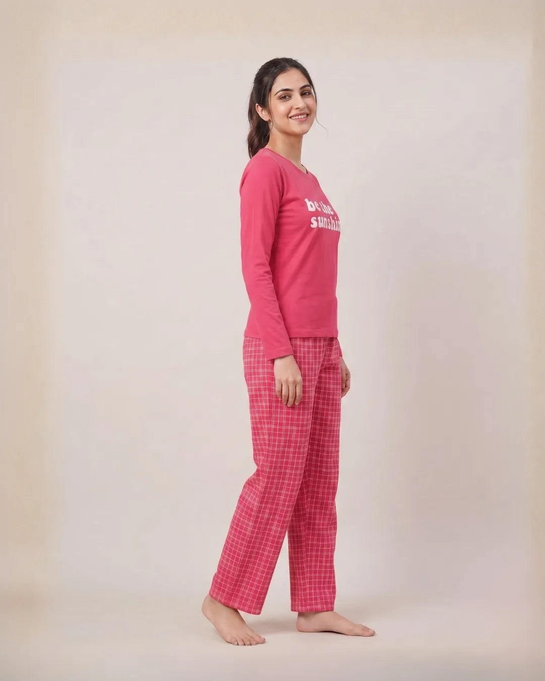 Velure Fuchsia Sunshine Full Sleeves Pajama Set
