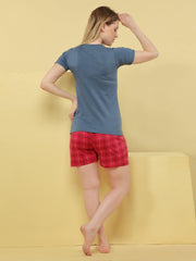 Just One More Episode Shorts Set - Velure - Short sets - Cotton, Half Sleeves, Printed, Round neck