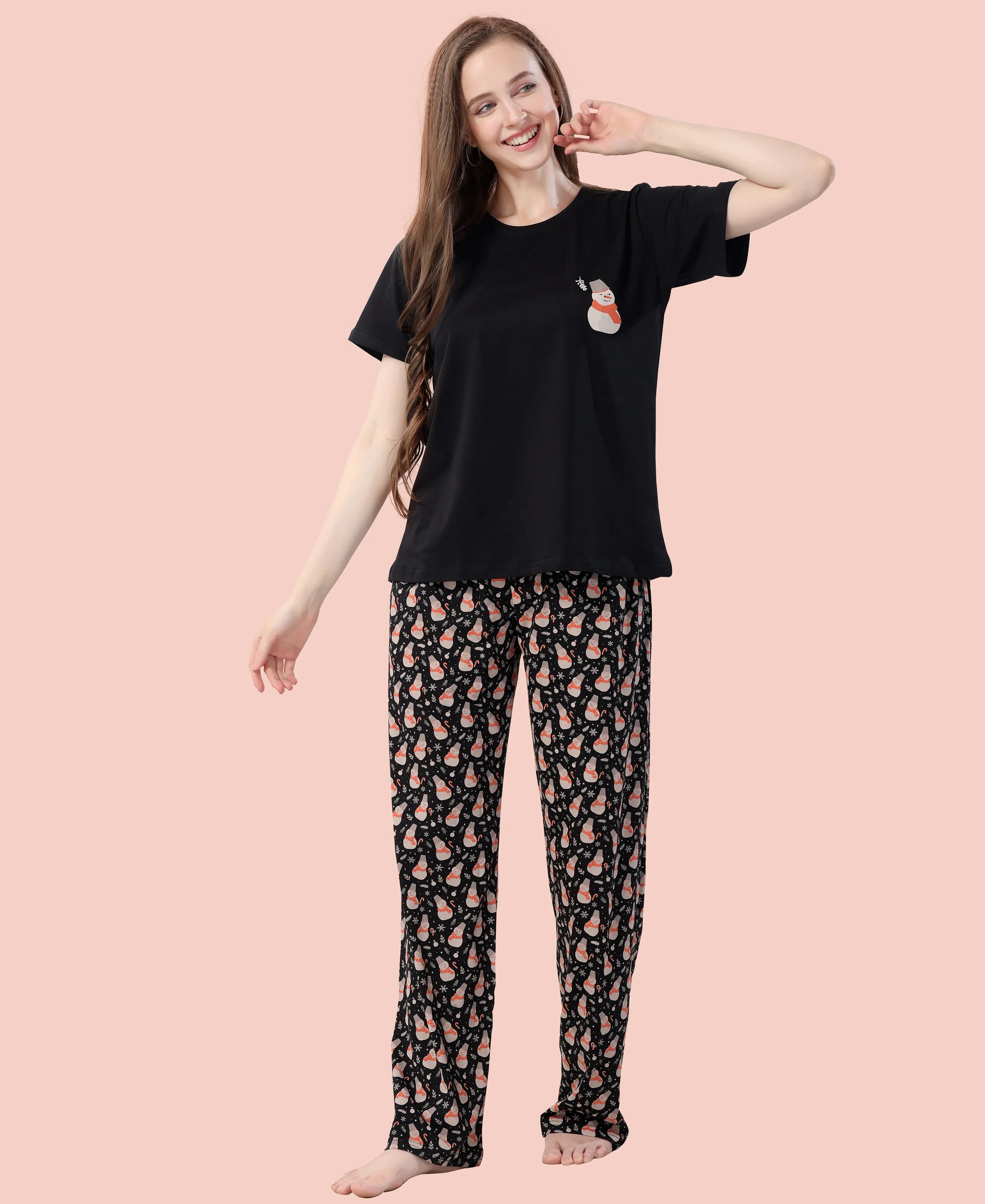 Velure Trendy Snowman Print Pajama Set
