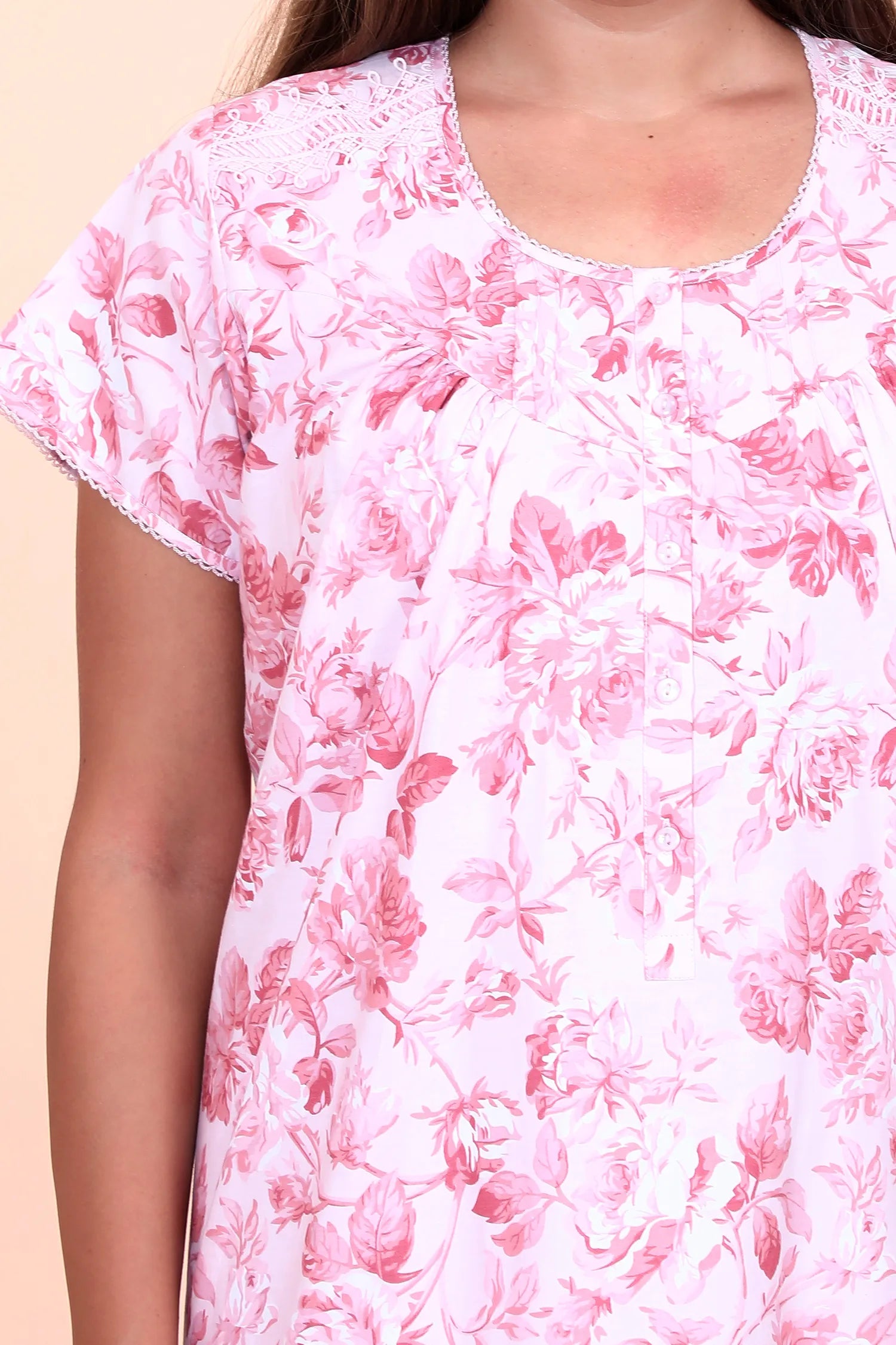 Velure Rose Print Cotton Nighty