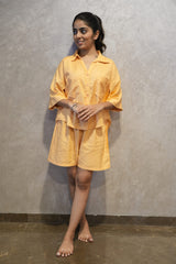 Velure Classic Oversized Orange Shorts Set - Velure - Short sets - Collar Neck, Half Sleeves, Oversized fit, Shorts