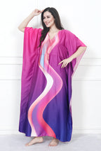 Velure Abstract Radiant Kaftan - Velure - - Center Drawstring, Full Length Nighty, Satin