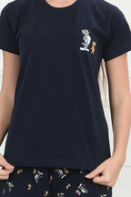 Velure Cute Tom & Jerry Shorts Set - Velure - - Cotton Lycra Fabric, Half Sleeves, Printed, Round neck