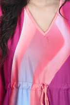 Velure Abstract Radiant Kaftan - Velure - - Center Drawstring, Full Length Nighty, Satin