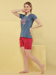 Just One More Episode Shorts Set - Velure - Short sets - Cotton, Half Sleeves, Printed, Round neck