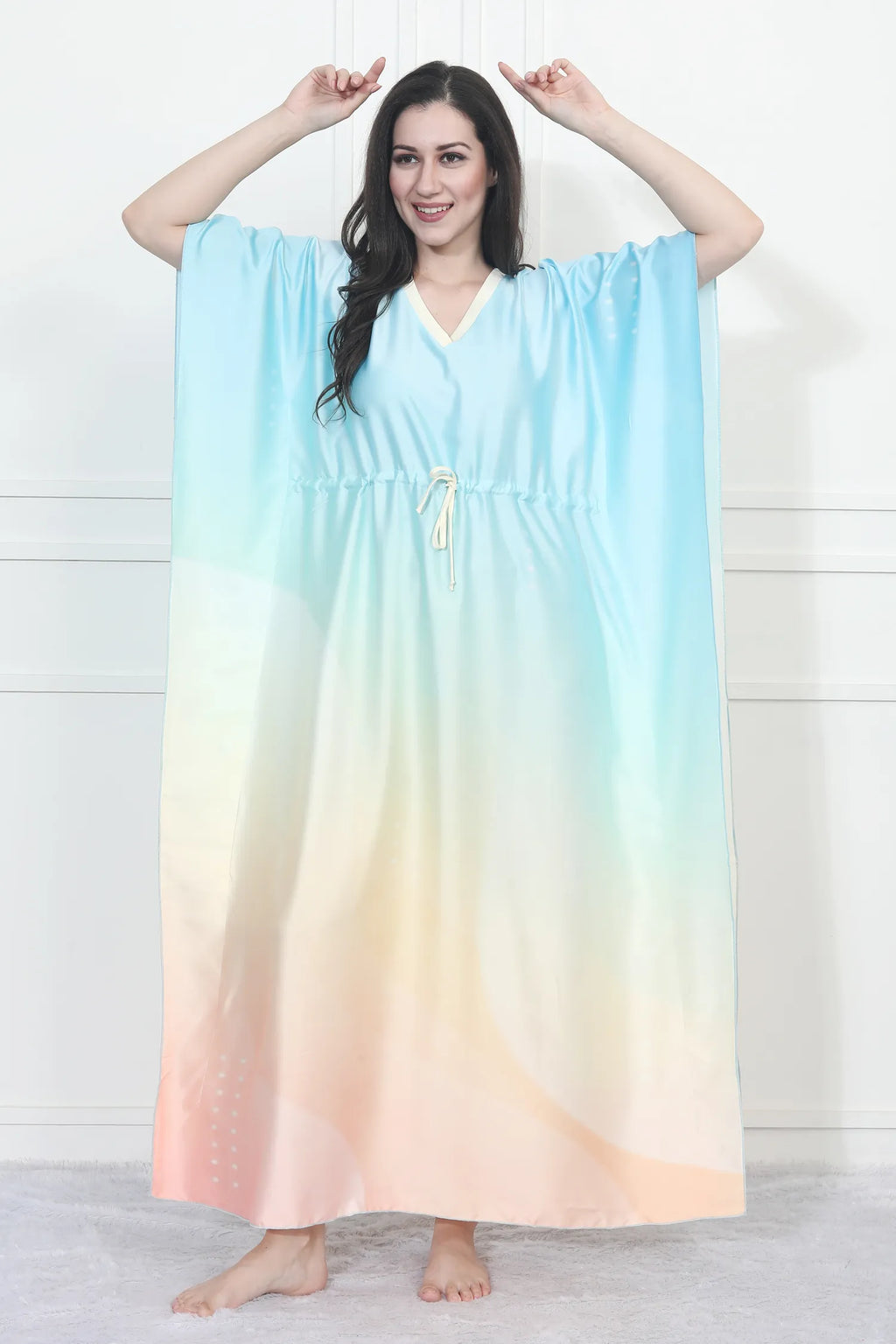 Velure Comfort Dreamwave Kaftan - Velure - - Center Drawstring, Full Length Nighty, Satin