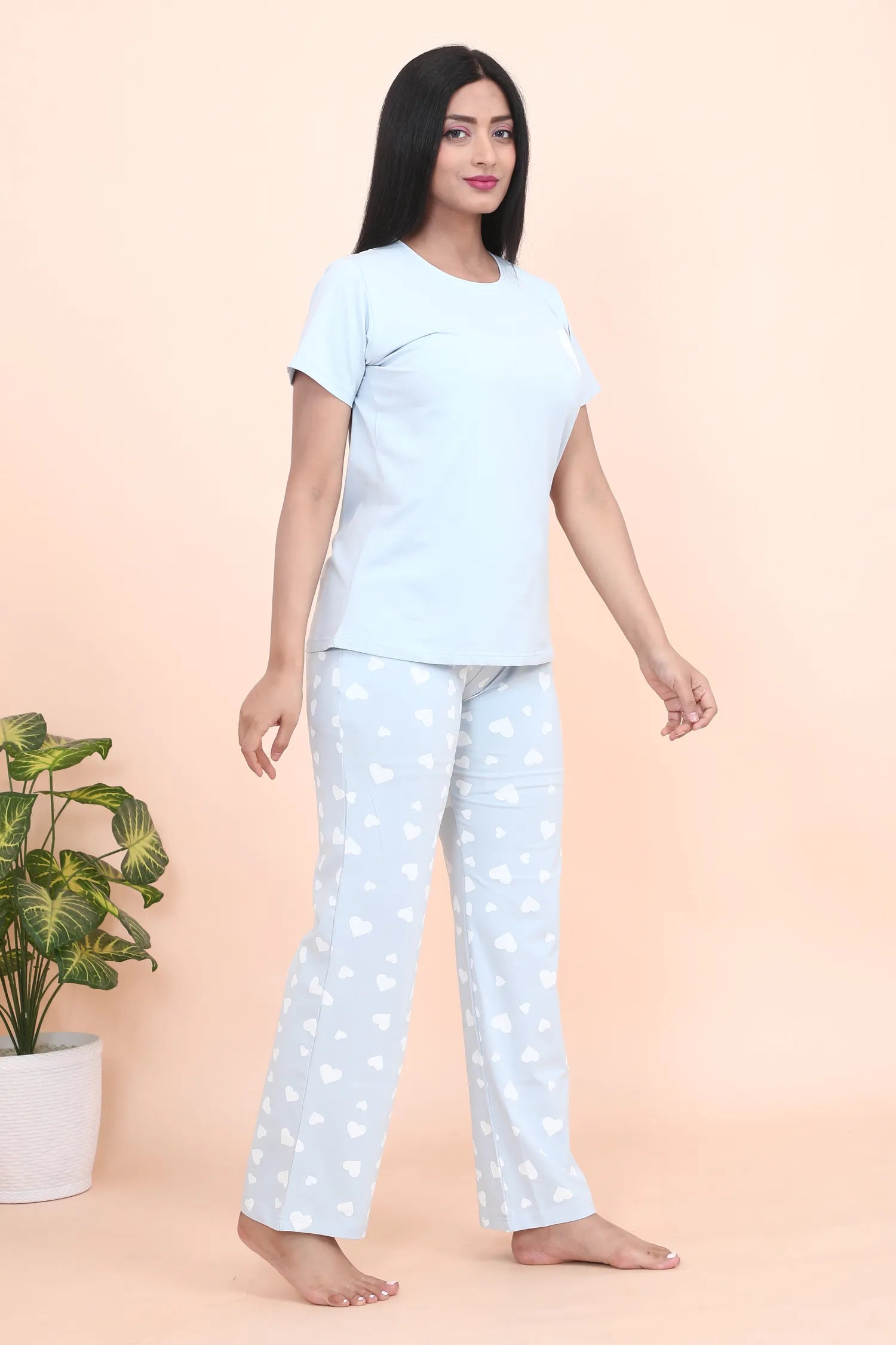 Velure Heart Print Pajama Set