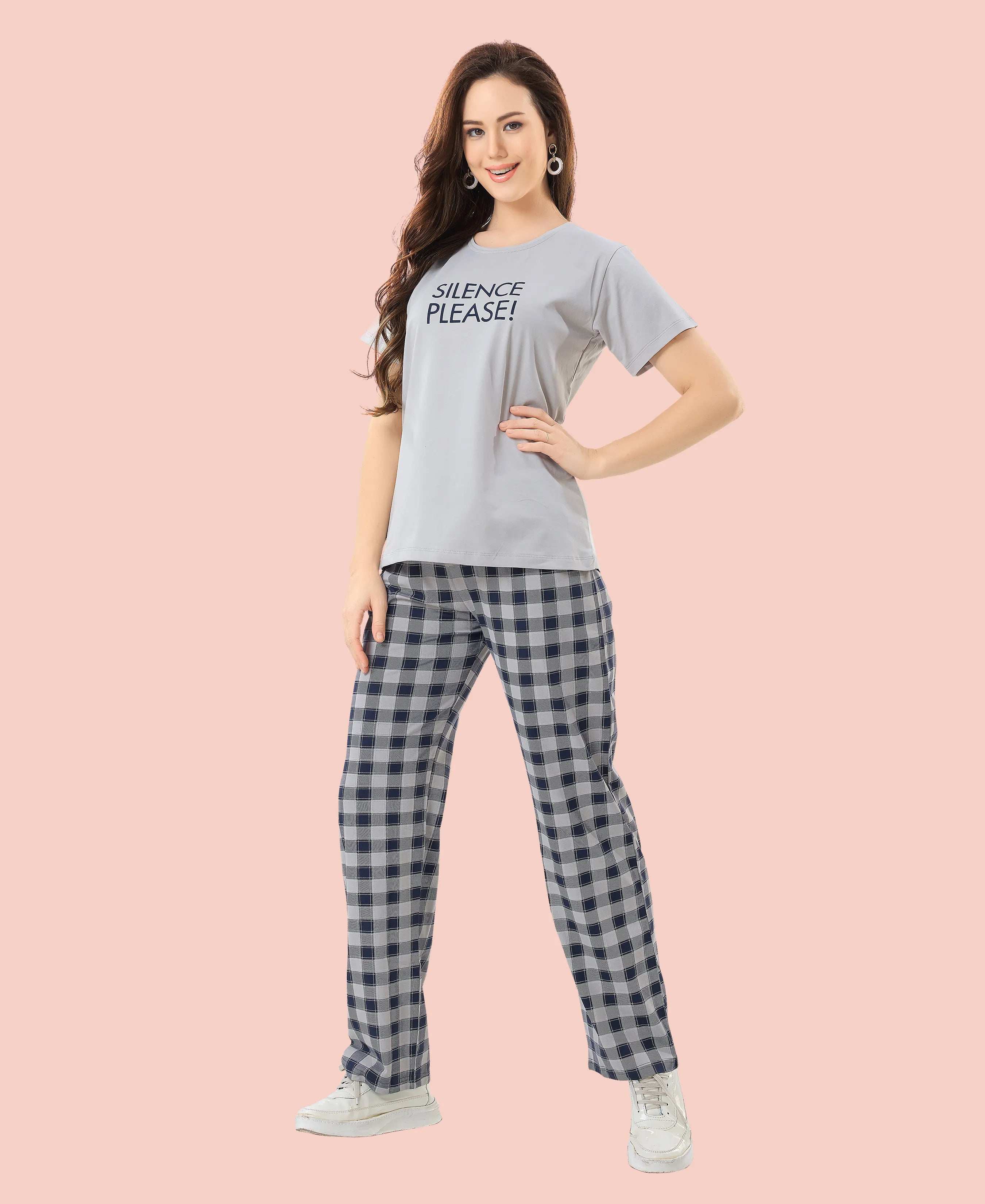 Velure Adorable Printed Pajama Set - Velure - - Cotton Lycra Fabric, Full Length Pant, Round neck