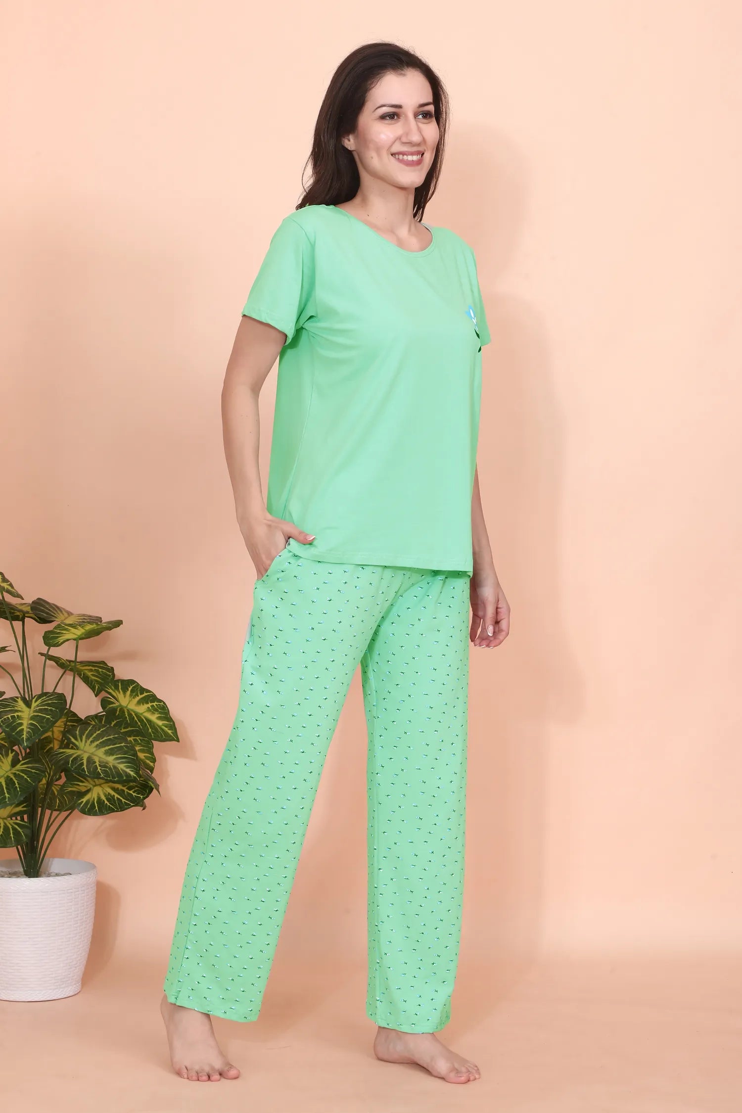 Velure Abstract Cute Floral Print Pajama Set