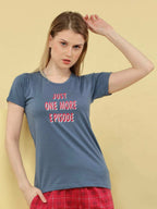 Just One More Episode Shorts Set - Velure - - Cotton, Half Sleeves, Printed, Round neck