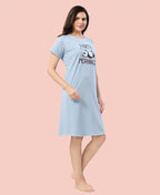 Velure Sleepy Panda Short Nighty - Velure - - Cotton, Half Sleeves, Printed, Round neck