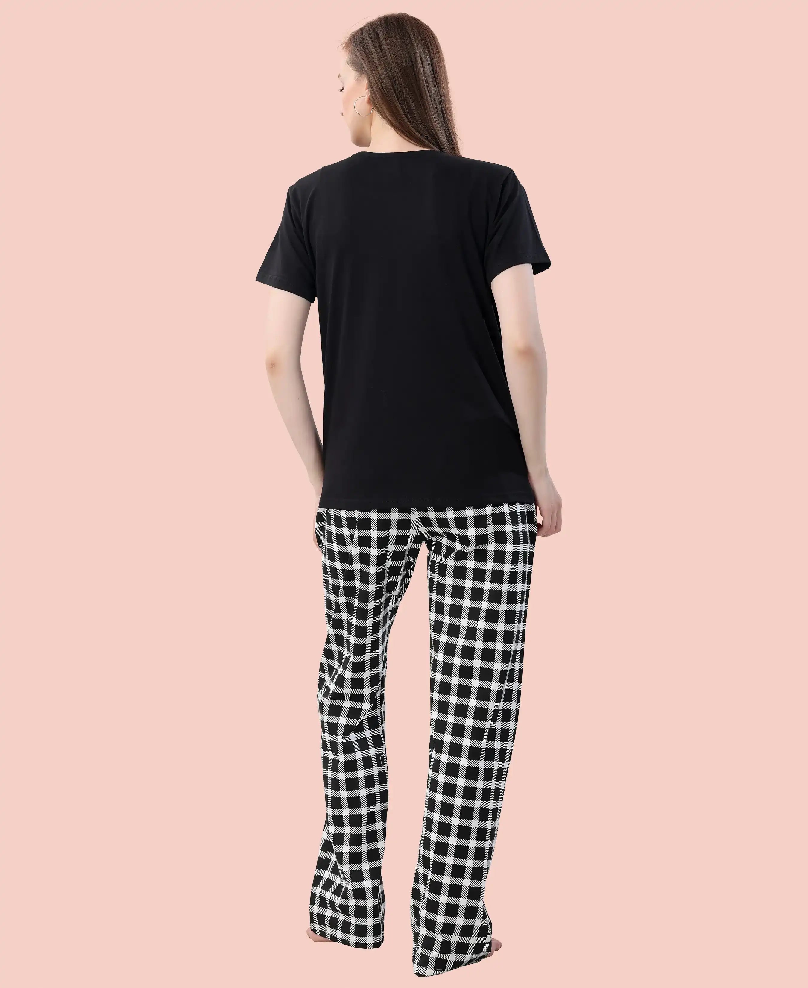 Velure Bold Printed Pajama Set - Velure - - Full Length Pant, Full Length Pants, Half Sleeves, Round neck nightsuit